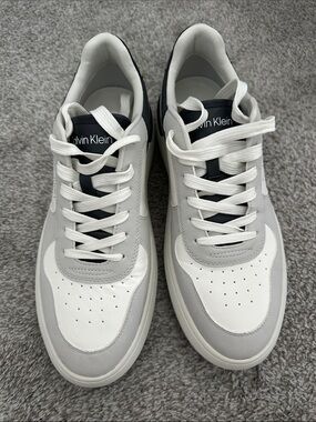 Calvin Klein Men's White, Light Gray and Black Low-Top Sneakers
